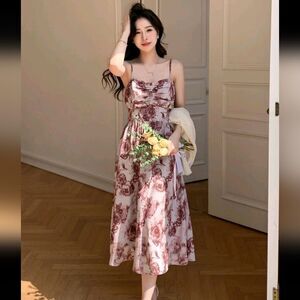 Shein • Elegant Floral Print Midi Dress